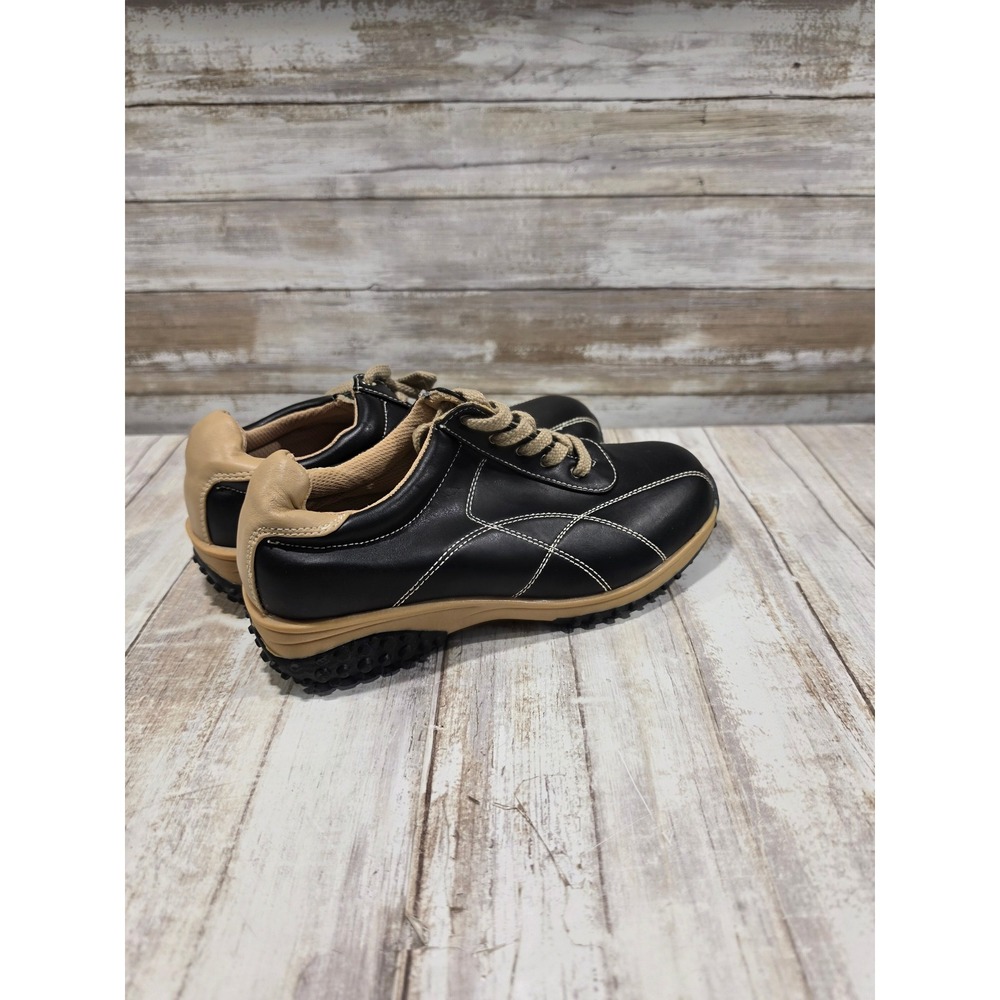 Collection by Carrini Womens Black Tan Contrast Stitch Lace Up Sneakers Size 8